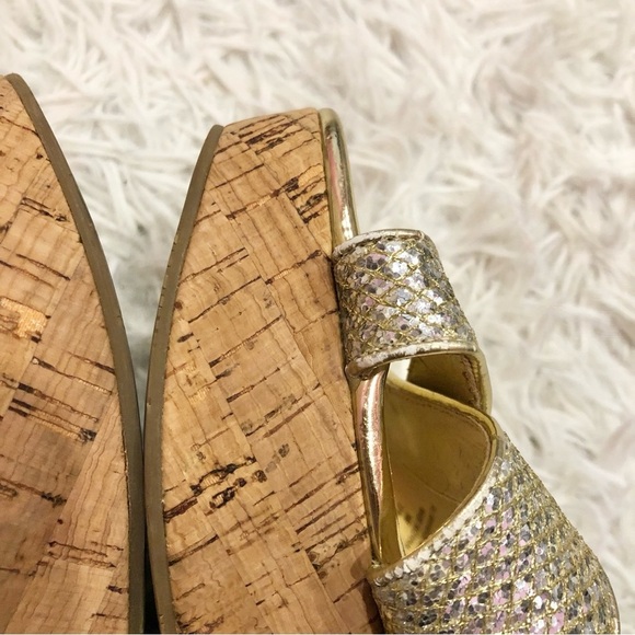 Marc Fisher Cilla 2 Glitter Heel Wedges Gold 9‎ - Picture 10 of 12